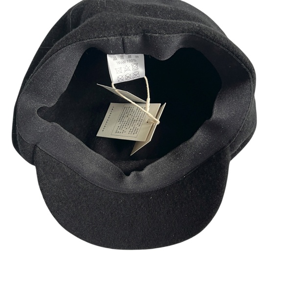 Mauropoli Hat Cap Black 100% Wool One Size NEW - Picture 5 of 8